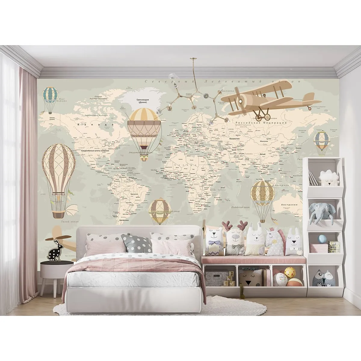 Фотообои рулонные Citydecor Карта мира на русском на флизелиновой основе 400x254 см