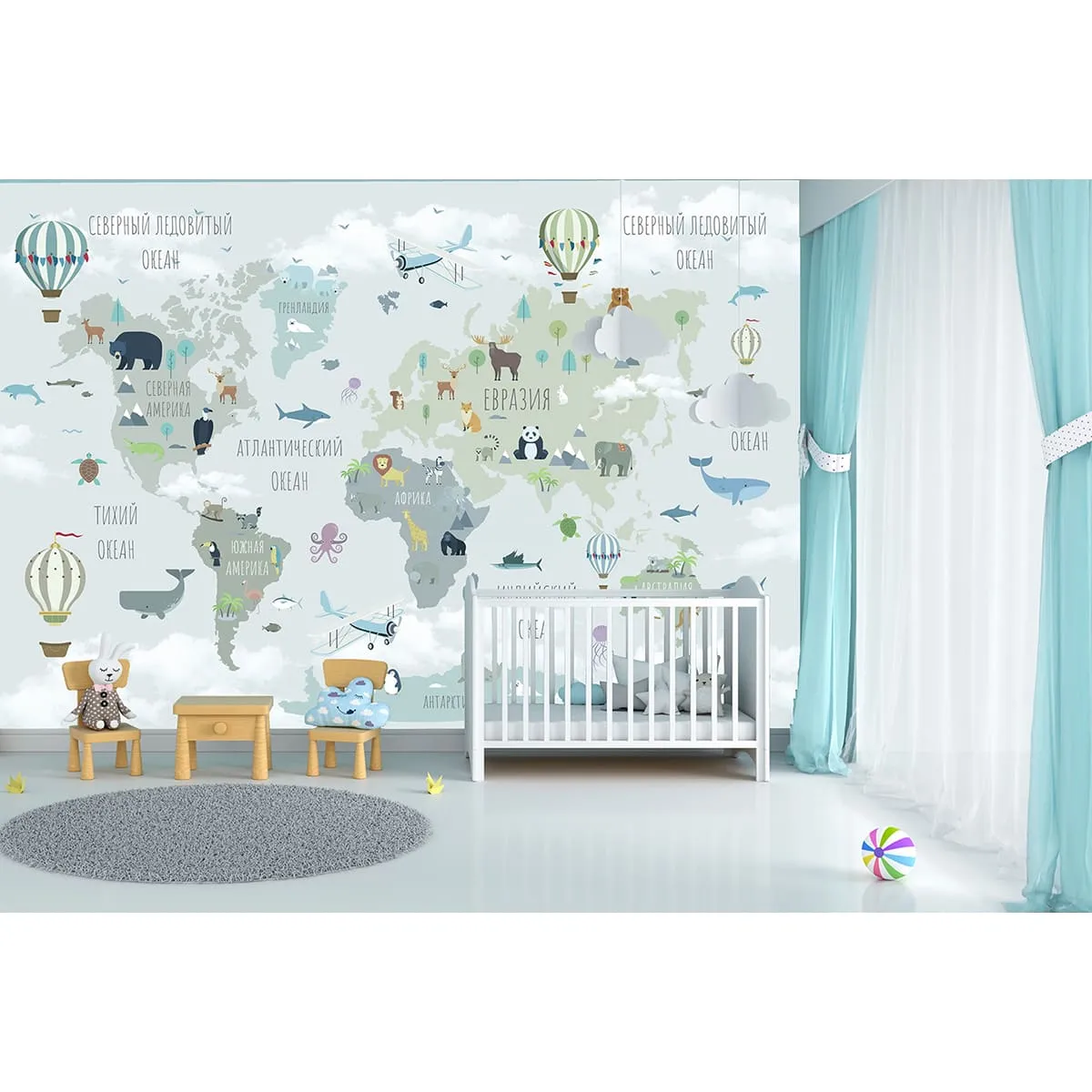Фотообои рулонные Citydecor Карта мира на русском 10 на флизелиновой основе 200x140 см