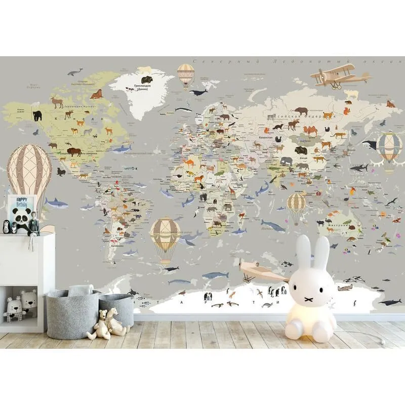 Фотообои рулонные Citydecor Карта мира на русском 2 на флизелиновой основе 400x254 см