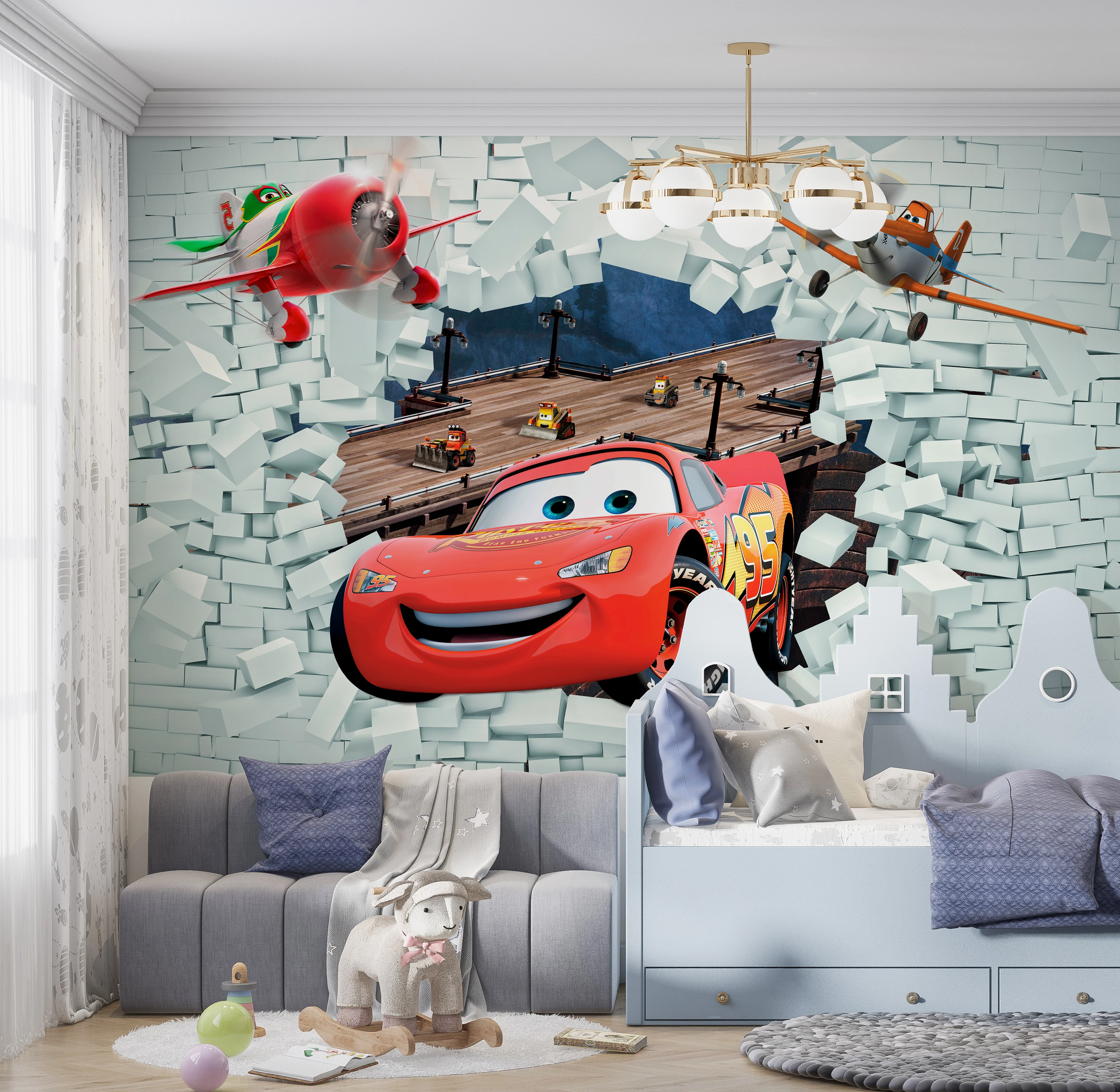 Фотообои на заказ по индивидуальному размеру Citydecor Молния МакВин 3D