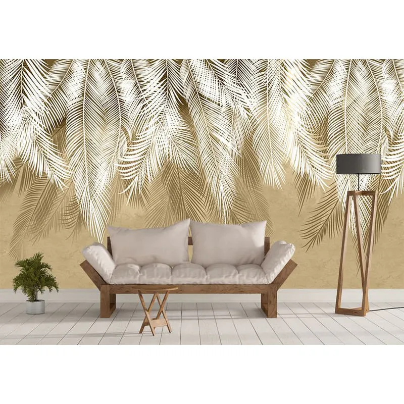 Фотообои рулонные Citydecor Пальмовые листья (бежевые гранж) на флизелиновой основе 300x260 см