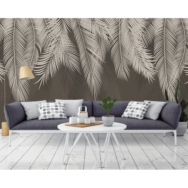 Фотообои рулонные Citydecor Пальмовые листья (графит) на флизелиновой основе 400x260 см