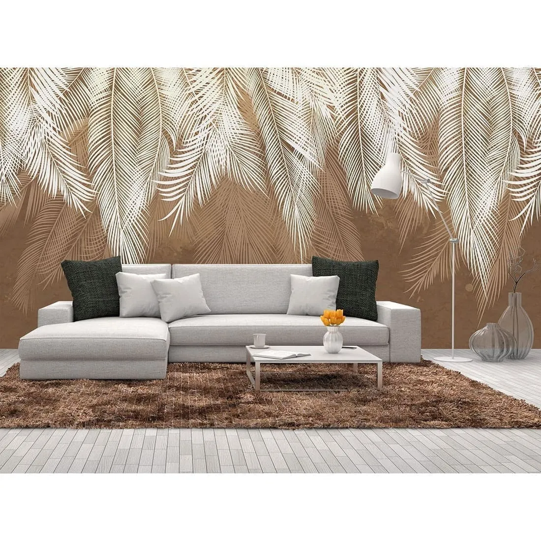 Фотообои рулонные Citydecor Пальмовые листья (коричневые гранж) на флизелиновой основе 400x260 см