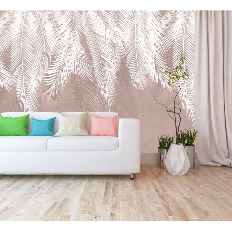 Фотообои рулонные Citydecor Пальмовые листья (пудровые гранж) на флизелиновой основе 400x260 см