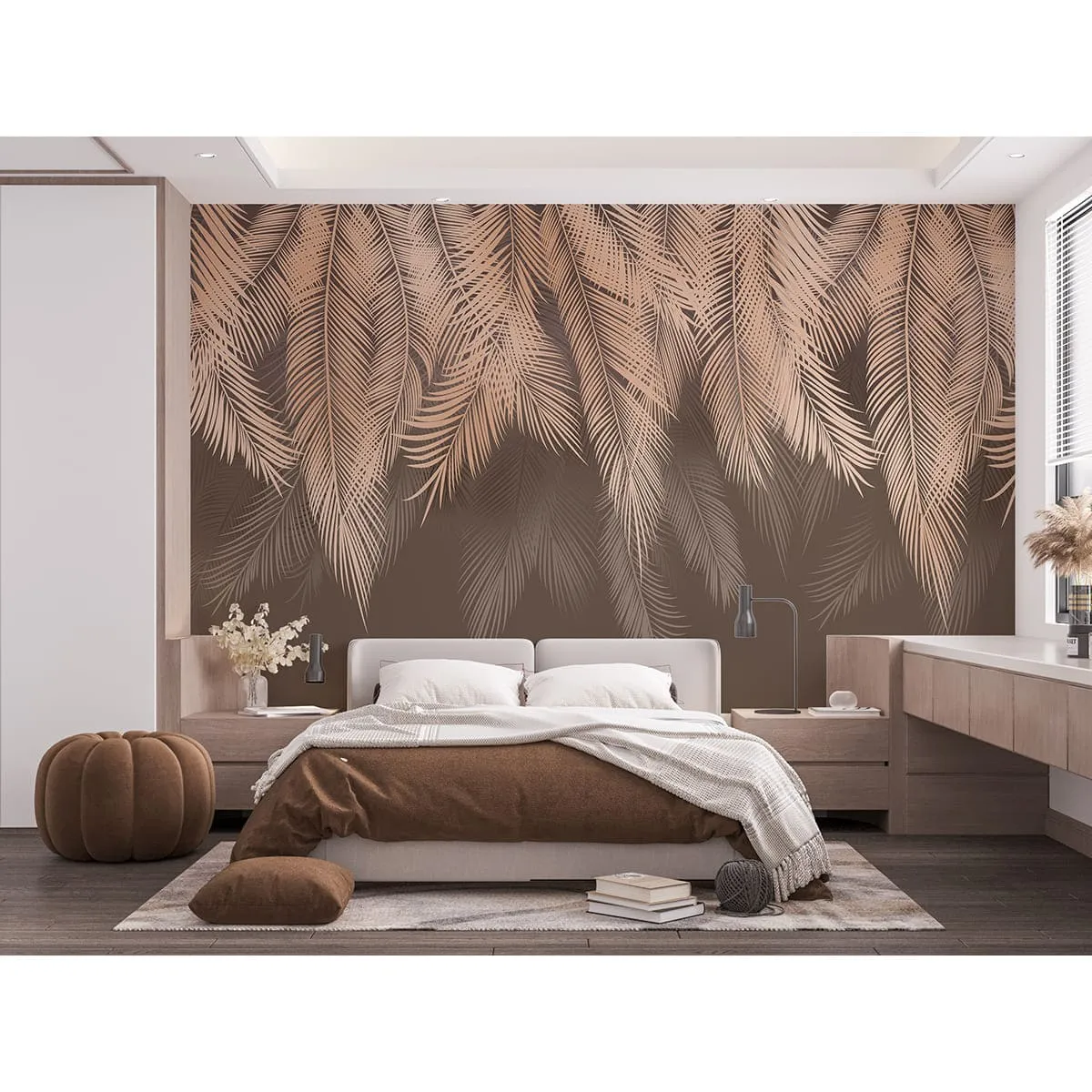 Фотообои рулонные Citydecor Пальмовые листья с оттенком (бежевый) на флизелиновой основе 300x260 см