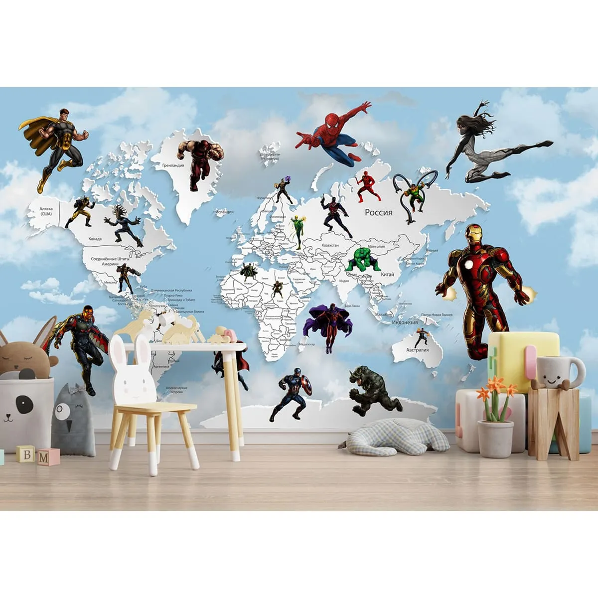 Дизайнерские фотообои рулонные Citydecor Superhero 3 на флизелиновой основе 300x150 см